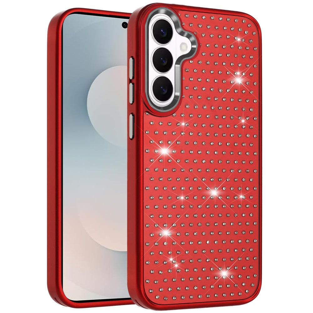 For Samsung Galaxy S26 Bling Diamond Metallic, Full Sparkle Chrome Edged Hybrid Protective Shockproof Case Cover