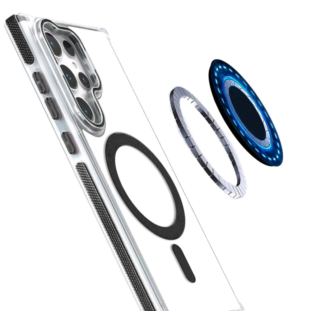 For Apple iPhone 17E /16E Hybrid Clear Back Case with Invisible Camera Bracket Stand, MagSafe Magnetic Circle, Shockproof Color Frame Case Cover