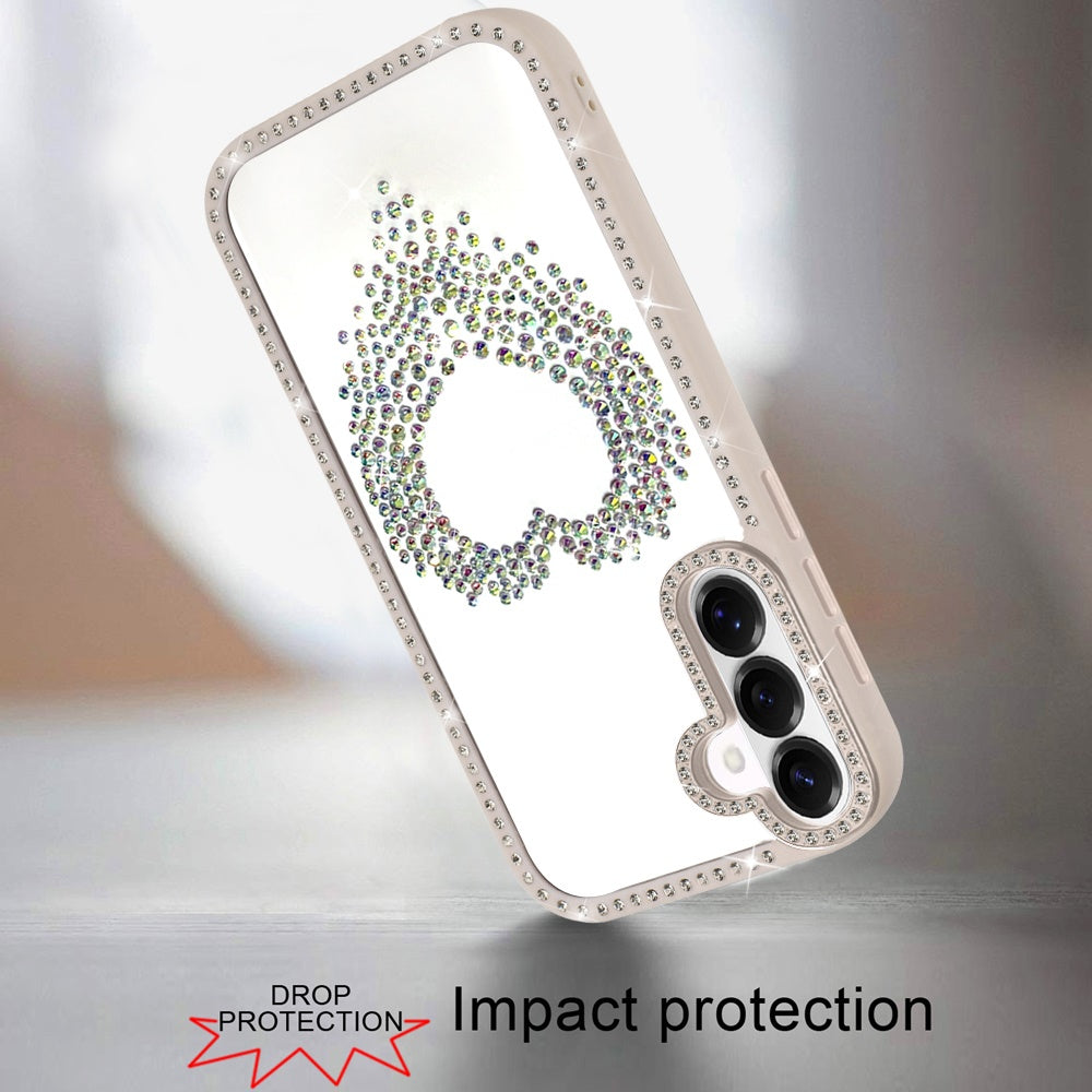 For Apple iPhone 17E /16E Angel Hearts Glitter Shimmer Diamond Edge Hybrid Drop Protection Shockproof Design Case Cover