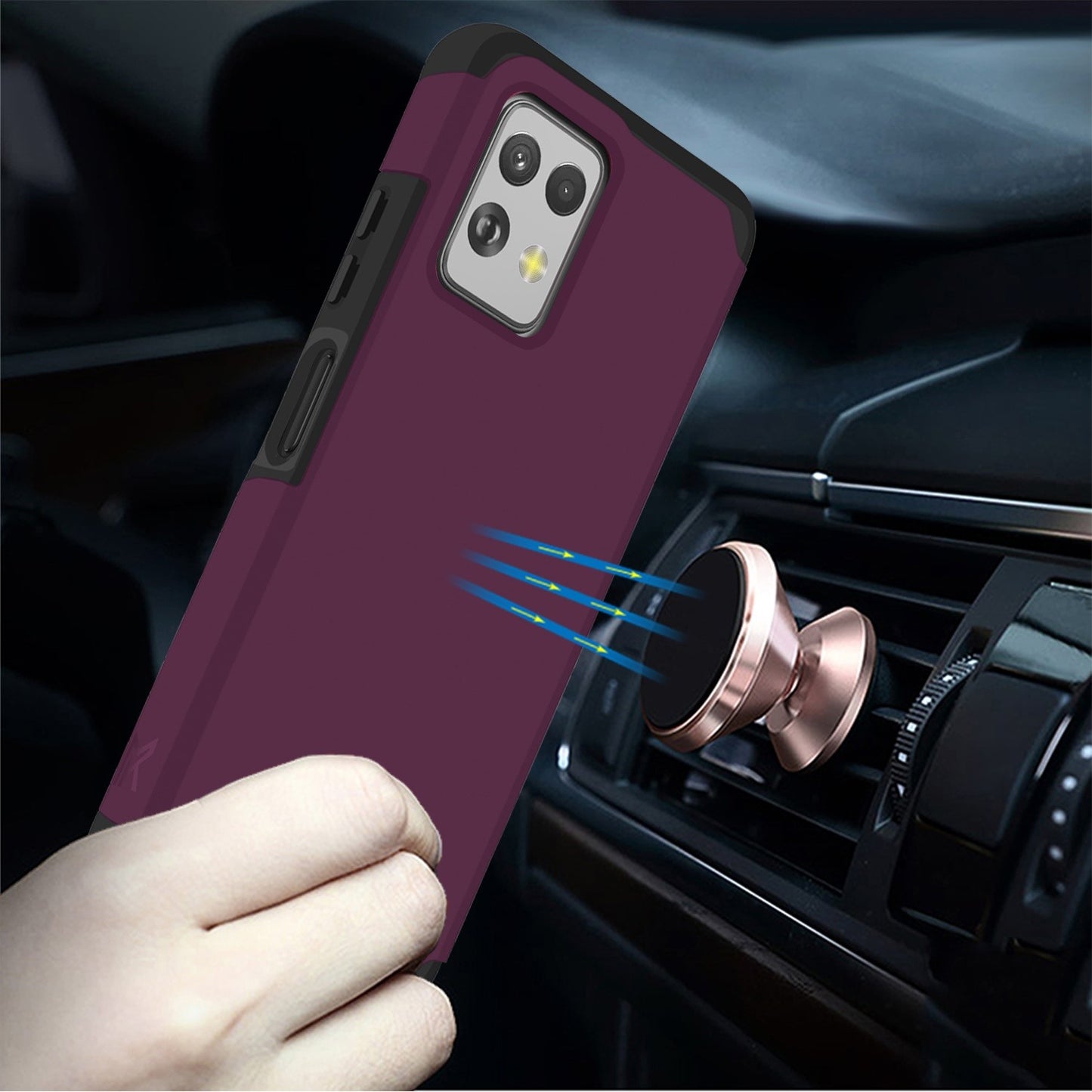 For Motorola Moto G Power 5G 2023 Fashion Graphic Design Hybrid 2in1 Tough Strong Hard PC TPU Frame, Magnet Mount Friendly, Shockproof Protection Case Cover Dark Purple