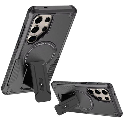 For Samsung Galaxy S25 Ultra Magnetic Invisible Kickstand Holder with Magsafe, Slim Fit Shockproof Hybrid Military Grade Heavy Duty Case Cover