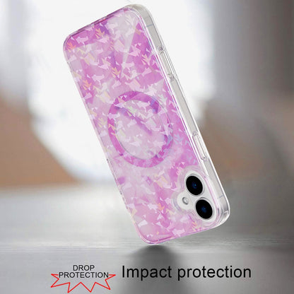 For Apple iPhone 16 Pro (6.3") Floral Pattern Design Cute Clear Hybrid Compatible with Magsafe Double Layer Soft TPU Hard PC Case Cover