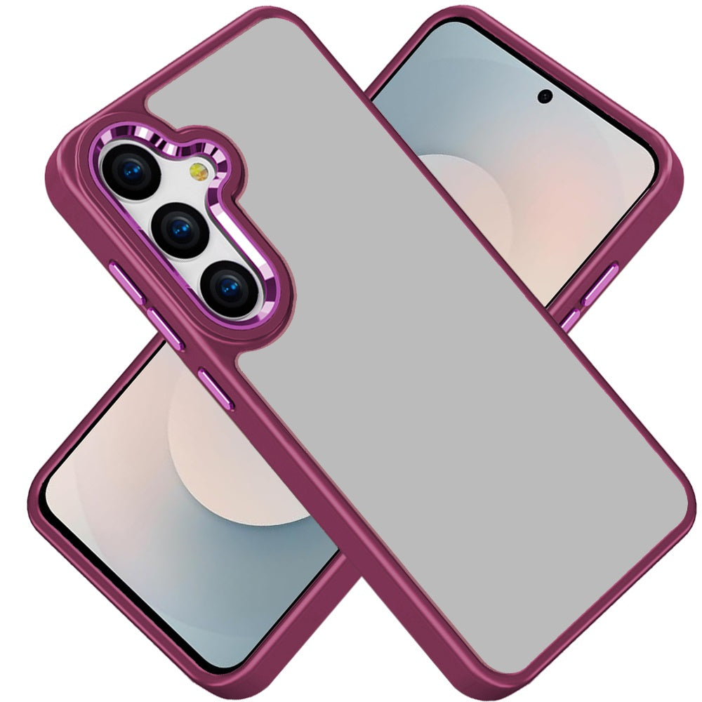 For Samsung Galaxy S26+ / S26 Plus Slim Fit Hybrid Transparent Thick Acrylic with Metal Buttons Frame Protective Hard PC + TPU Shockproof Case Cover
