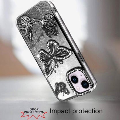 Phone Case for Apple iPhone 15 Plus Butterfly Freedom Shimmer Glitter Thick TPU Shockproof Anti Slip Durable Protective Design Cover