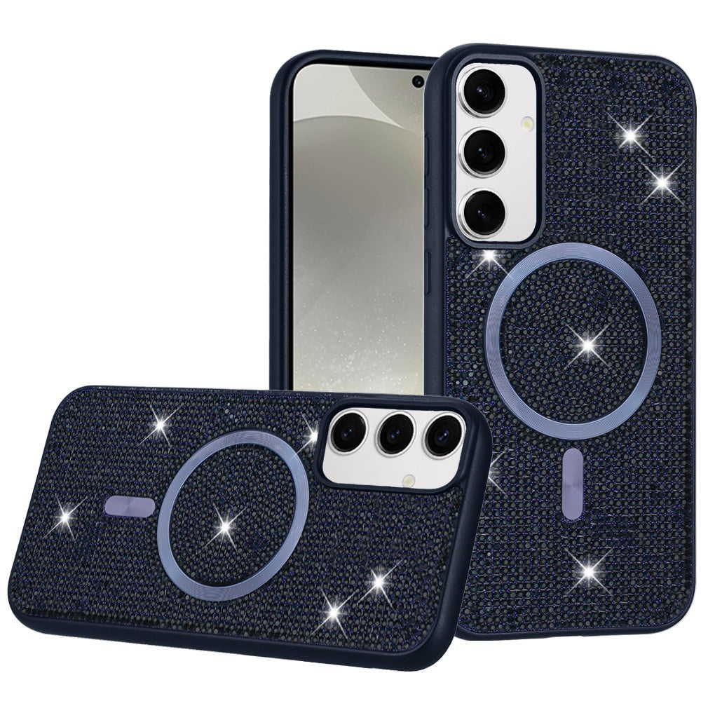 For Samsung Galaxy S25 Ultra Sparkly Diamond Bling Case Rhinestone Skin Hybrid with Magnetic Circle, MagSafe Compatible Case Cover