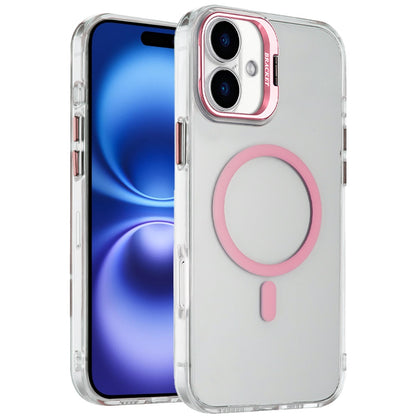 Phone Case for Apple iPhone 18/ iPhone 17 Clear Metallic Camera Stand Magnetic Hybrid TPU Shockproof Grip Camera Protection Kickstand Durable Armor Cover Pink