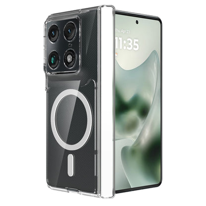 Phone Case for Motorola Razr Fold 2026 Transparent Magnetic Back Hybrid Hard PC Soft TPU Slim Fit Reinforced Bumper Shock Absorbing Frame Cover Clear
