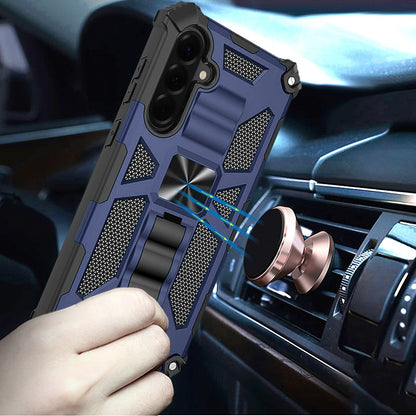 Phone Case for Samsung Galaxy A37 / A36 Built in Magnetic Hiden Kickstand Shockproof Rugged Armor Grip Hybrid Heavy Duty Anti Slip Protective Style Cover Blue