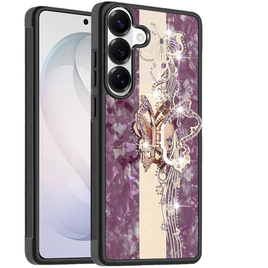 Diamond 3D Fashion Floral Glitter Engraved Luxury Bling Hybrid Shockproof Chrome Edge Protective Grip