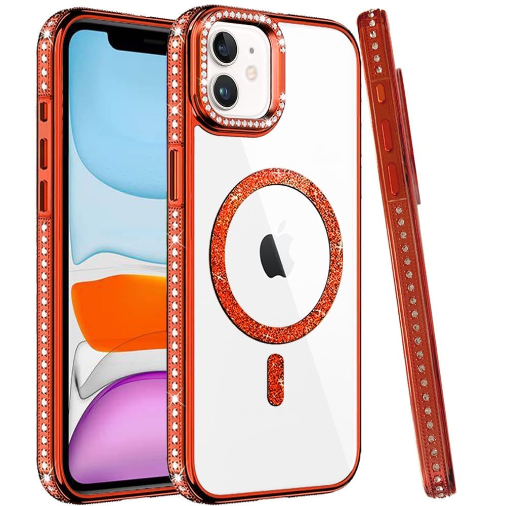 Phone Case for Apple iPhone 11 Luxury Diamond Bling Edged Magnetic Glitter Shockproof Hybrid with Camera Kickstand Durable Grip Cover