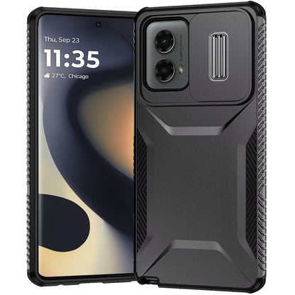 Phone Case for Motorola Edge 2024 Shockproof Hybrid Rugged Grip Camera Window Guard Window Protective Heavy Duty Slim Textured Design Cover Black