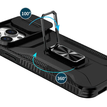 Phone Case for Apple iPhone 14 Pro Max Magnetic Ring Stand Camera Protection Shockproof Heavy Duty Kickstand Rugged Grip Anti Scratch Hybrid Cover Black