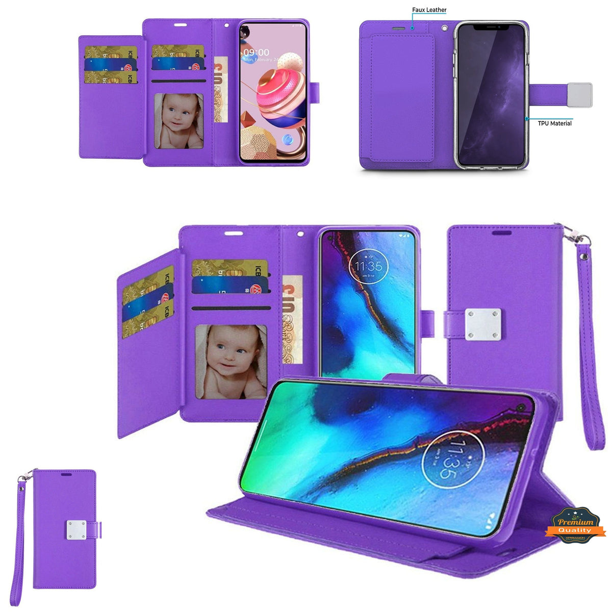 Phone Case for Samsung Galaxy A08 4G, A07 5G, A07 4G Wallet Credit Card Holder Hybrid Slim Protective Dual Function Storage PU Leather Flip Pouch Cover