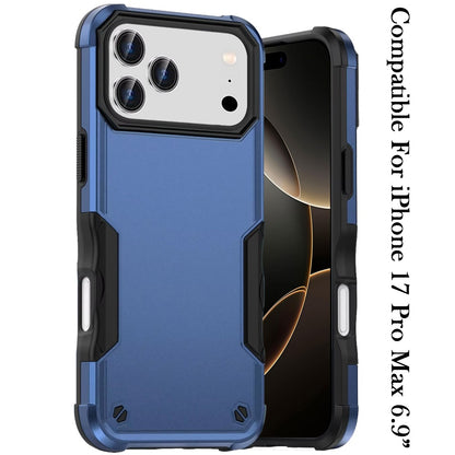 For Apple iPhone 17 Pro Max (6.9") Slim Tough Shockproof Hybrid Heavy Duty 2in1 Dual Layer TPU Bumper Rugged Rubber Defend Armor Case Cover Black