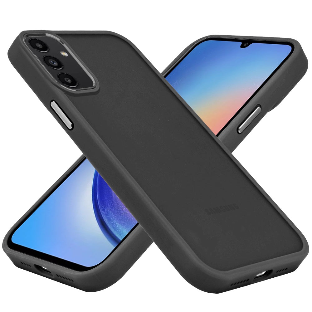 Phone Case for Samsung Galaxy A15 5G Polished Acrylic Hybrid TPU Slim Shockproof Metal Button Thick Durable Grip Camera Protection Anti-Scratch Cover Black