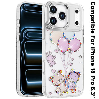 Phone Case for Apple iPhone 18 Pro Butterfly Resin Epoxy Diamond Bling Metal Edge Shockproof Hybrid Luxury Protective Durable Stylish Fashion Grip Cover