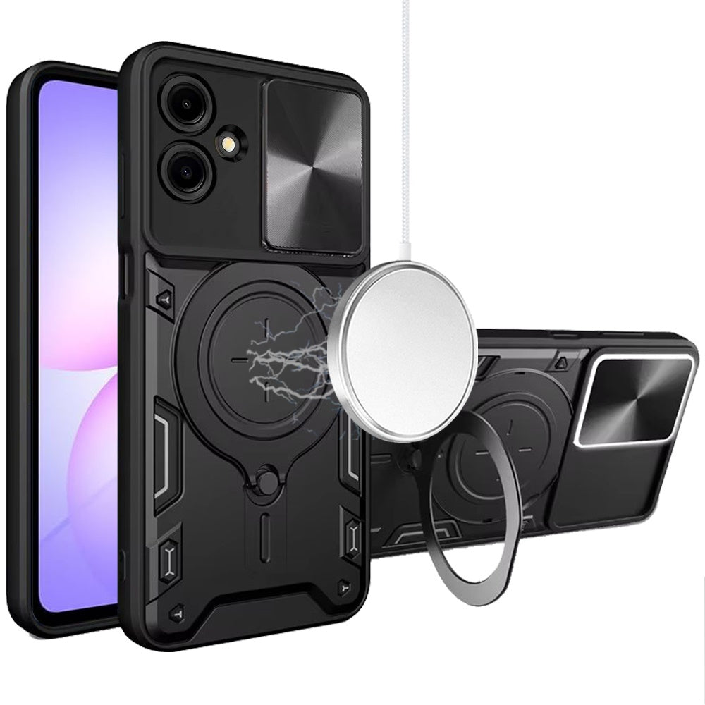 Phone Case Cover for Samsung Galaxy A07 4G Hybrid Magnetic 360° Ring Kickstand, MagSafe Compatible, Durable Full Camera Lens Protection Cover