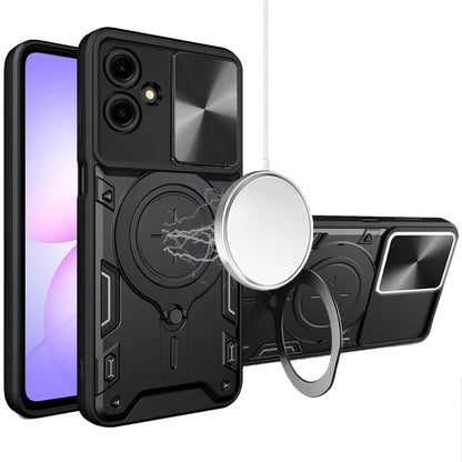 Phone Case Cover for Samsung Galaxy A07 4G Hybrid Magnetic 360° Ring Kickstand, MagSafe Compatible, Durable Full Camera Lens Protection Cover