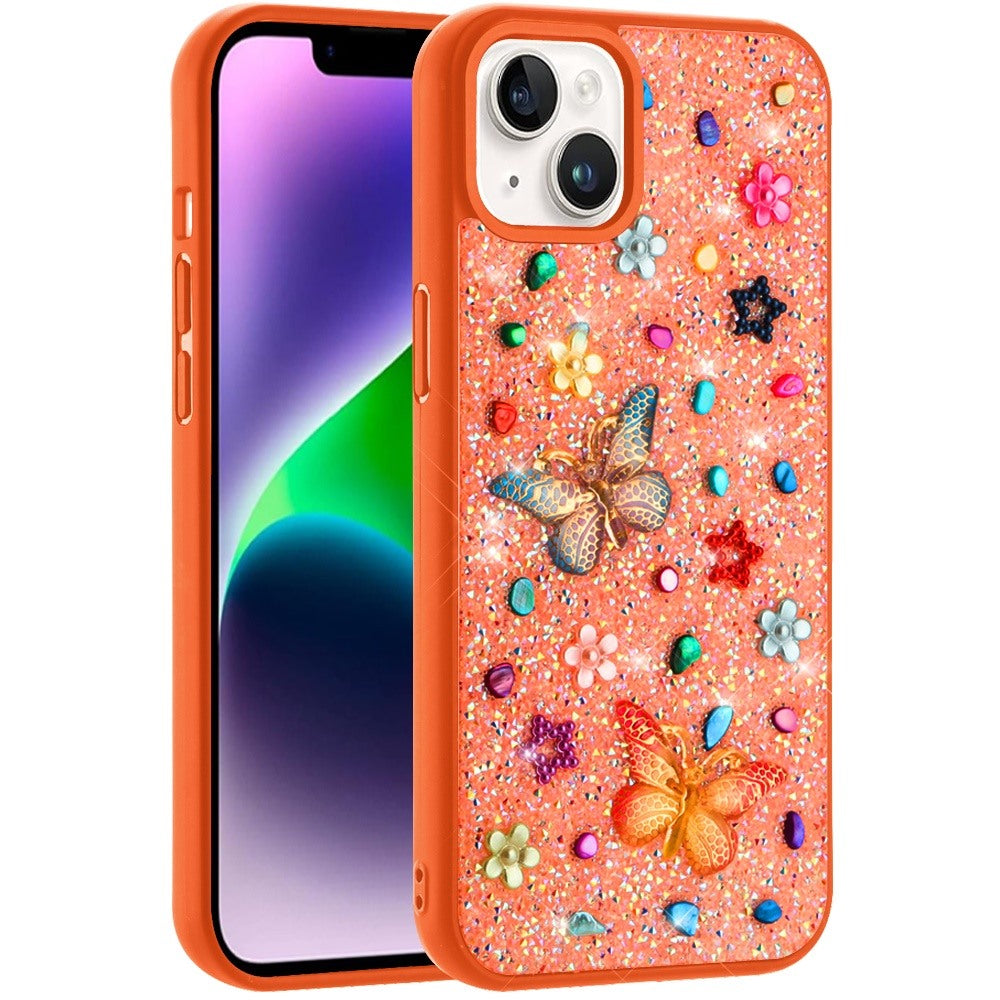 Phone Case for Apple iPhone 14 3D Butterfly Diamond Bling Glitter Shockproof Stylish Protective Luxury Hybrid Sparkly Durable Grip Design Cover