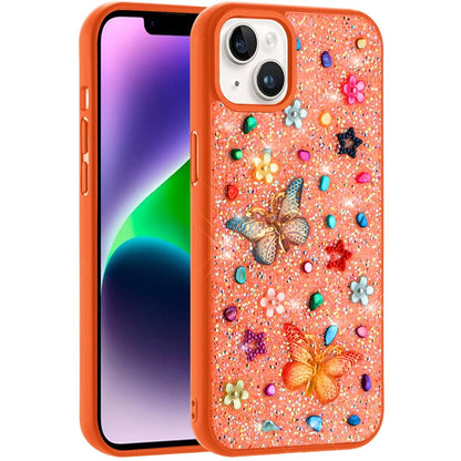 Phone Case for Apple iPhone 14 3D Butterfly Diamond Bling Glitter Shockproof Stylish Protective Luxury Hybrid Sparkly Durable Grip Design Cover