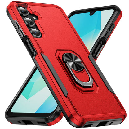 For Samsung Galaxy S25 Fan Edition /Galaxy S25 FE Hybrid Rugged Tough 2in1 Drop-Proof Protection Military Grade Armor with Metal Ring Stand Case Cover