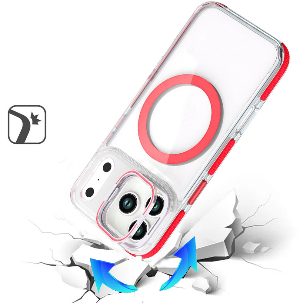 Phone Case for Apple iPhone 18 Pro Max Magnetic Ring Camera Stand Shockproof Hybrid Clear Transparent Metal Bracket Durable Protective Grip Cover