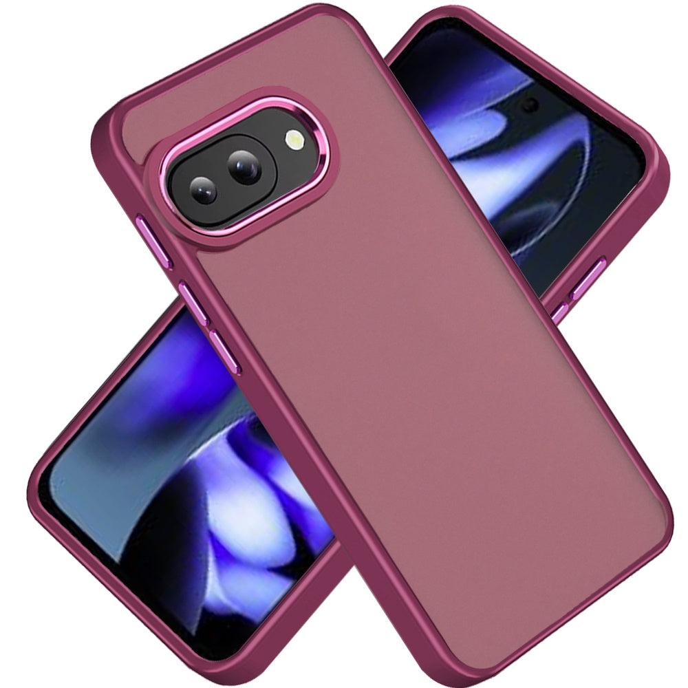 For Google Pixel 9A Slim Fit Thin Hybrid,Frosted Matte Polished Acrylic Hard PC with TPU Rubber Frame Case Cover