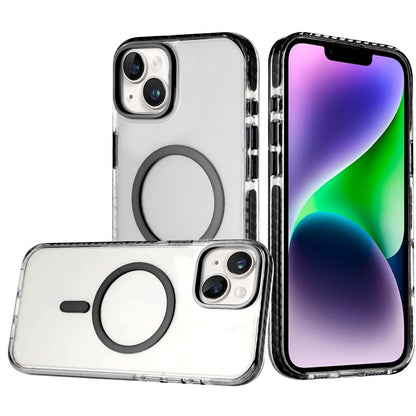 Phone Case for iPhone 14 / iPhone 13 MagSafe Magnetic Transparent Hybrid Shockproof Clear Color Match Durable Grip Hard TPU Slim Protective Cover Black