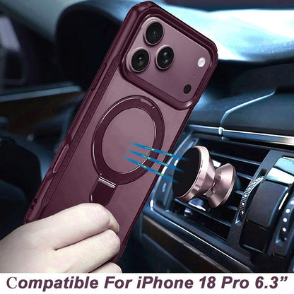 Phone Case for Apple iPhone 18 Pro/ iPhone 17 Pro Magnetic Ring Stand Matte Finish Shockproof Grip Slim Armor Heavy Duty TPU Protective Hybrid Cover Purple