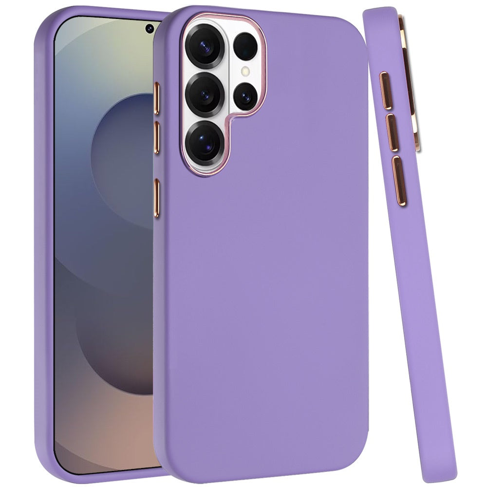For Samsung Galaxy S26 Ultra Slim Classic Hybrid Around Rubber Gummy Gel Slick Hard PC Silicone TPU Chromed Button Case Cover