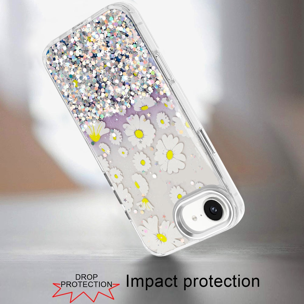 For Apple iPhone 17E /16E Fashion Beautiful Epoxy Design Hybrid Fashion Stylish TPU Protective, Shockproof Hybrid PC Case Cover Yellow Daisy Flower
