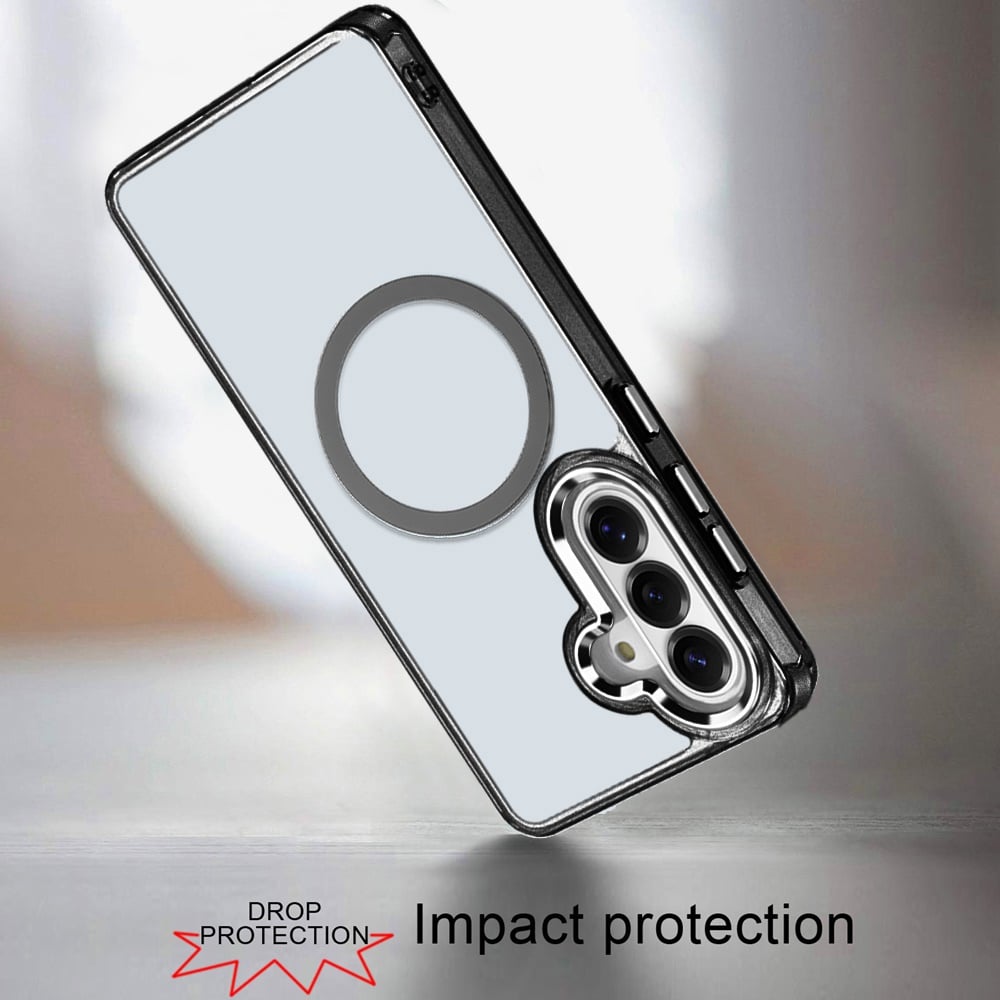 Phone Case for Samsung Galaxy S26 FE /Fan Edition Magnetic Clear Acrylic Metal Button Camera Guard Shockproof Transparent Slim Grip Premium Hybrid Cover