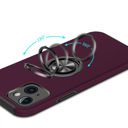 Phone Case for iPhone 15 Plus (6.7") Invisible Ring Stand Shockproof Anti Slip Durable Grip Protective Hybrid Fit Magnetic Car Mount Holder Cover Purple