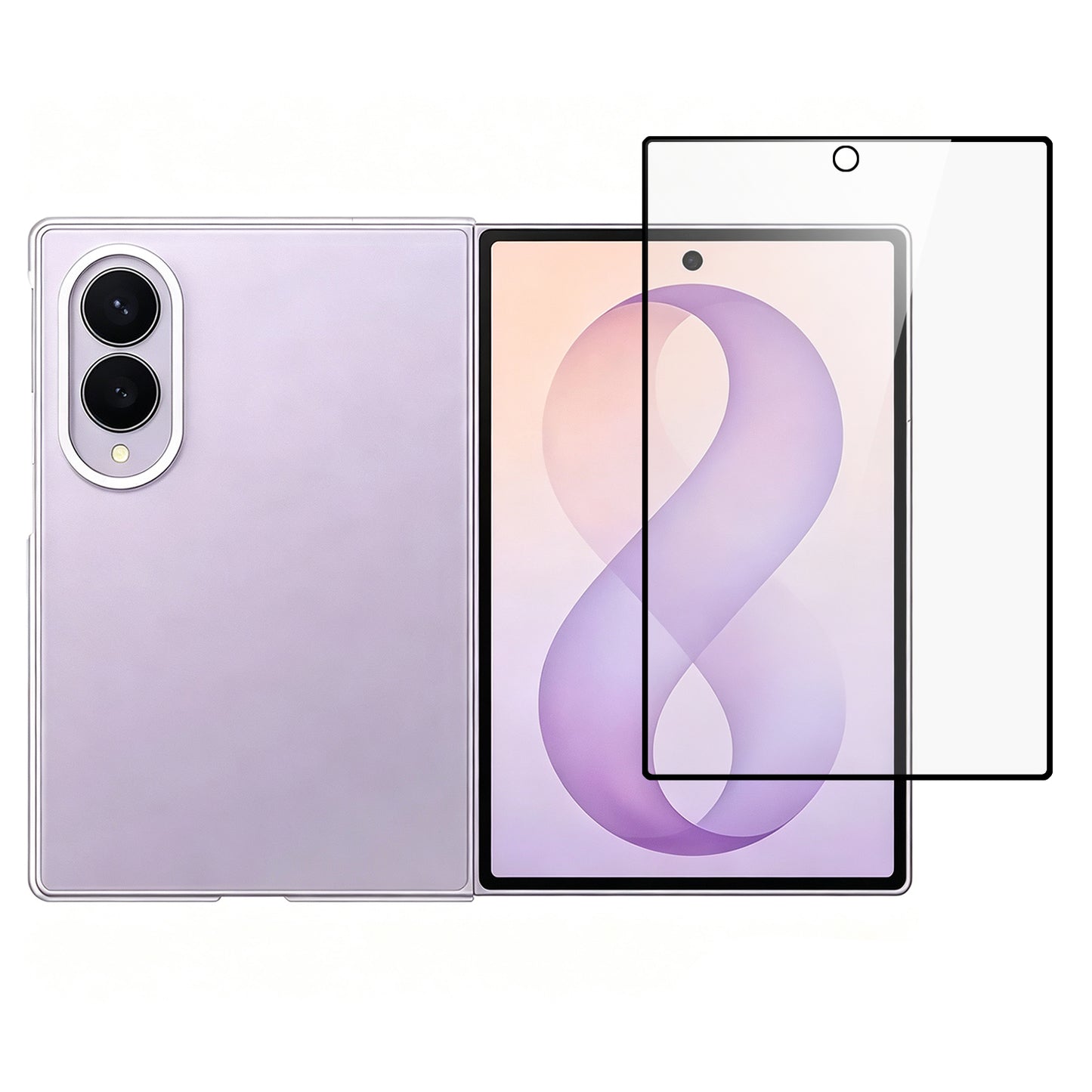 Screen Protector for Samsung Galaxy Z Fold 8 Premium Tempered Glass 9H Full Coverage HD Transparent Black Edged Shatter Bubble Free Resistant Durable Black