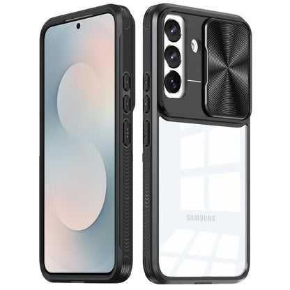 For Samsung Galaxy S25 FE, S25 Fan Edition Hybrid Cases with Sliding Camera Cover Transparent Shockproof Bumper TPU Protective Case Cover