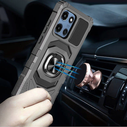 For Motorola Moto G 5G 2026/2025 Hybrid Dual Layer with 360° Rotate Magnetic Ring Stand Holder Kickstand TPU Rugged PC Shockproof Case Cover Grey