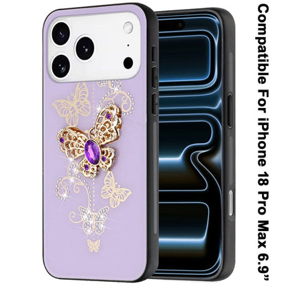 Phone Case for Apple iPhone 18 Pro Max Diamond 3D Fashion Floral Glitter Engraved Luxury Bling Hybrid Shockproof Chrome Edge Protective Grip Cover