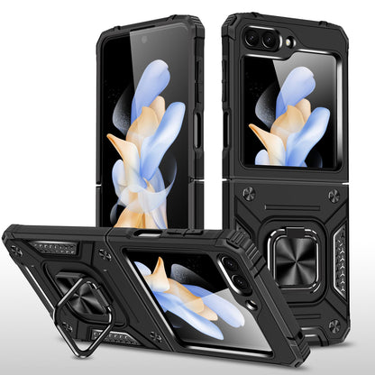 For Samsung Galaxy Z Flip 7 FE 360° Rotating Ring Kickstand with Magnetic Holder Hybrid Shockproof Rubber TPU Hard PC Case Cover