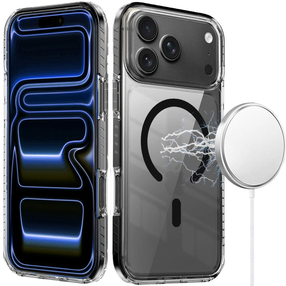 Phone Case for Apple iPhone 18 Pro Transparent Magnetic Shockproof Colored Edge Hybrid Case Slim Durable Grip Clear Protective Soft TPU Cover