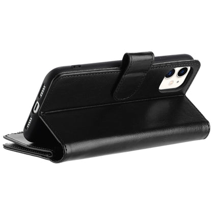 For Apple iPhone 16 Plus (6.7") Premium Leather Zipper Wallet with Credit Card Slots Money Pocket Luxury Clutch Pouch Stand & Strap Case Cover Black