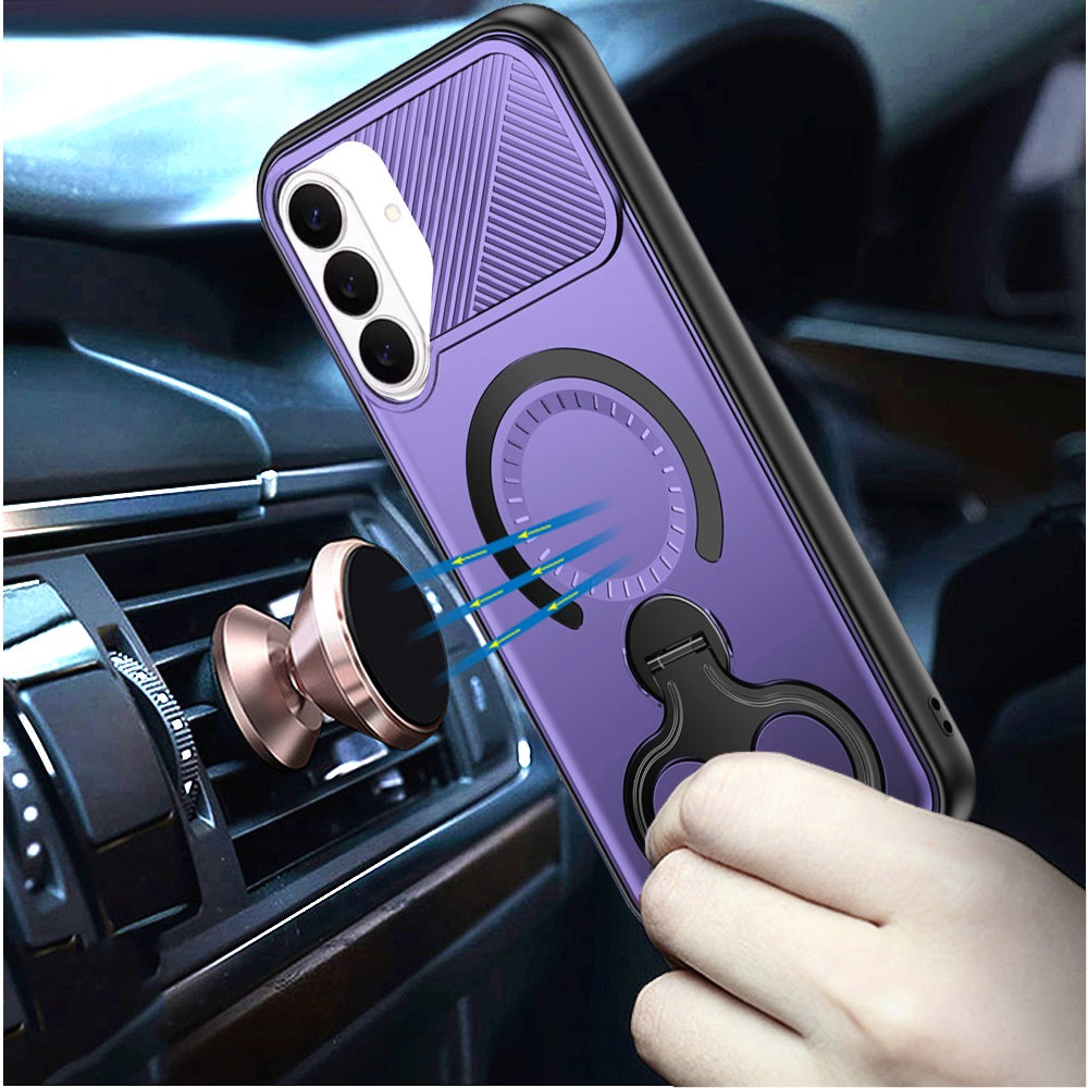 For Samsung Galaxy S26+ / S26 Plus Hybrid with Invisible 2 Hole Ring Stand Magnetic back Car Mount Friendly Protector Case Cover Purple