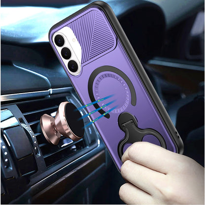 For Samsung Galaxy S26+ / S26 Plus Hybrid with Invisible 2 Hole Ring Stand Magnetic back Car Mount Friendly Protector Case Cover Purple