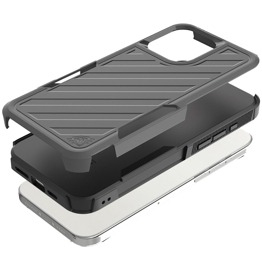 For Apple iPhone 16 Pro Max (6.9") Premium Design Hybrid lined Shockproof Rugged Textured 2in1 Hard PC & Silicone TPU Non Slip Tough Case Cover