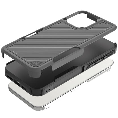 For Apple iPhone 16 Pro Max (6.9") Premium Design Hybrid lined Shockproof Rugged Textured 2in1 Hard PC & Silicone TPU Non Slip Tough Case Cover