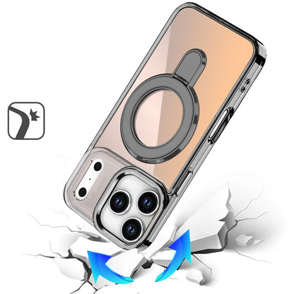 Phone Case for Apple iPhone 18 Pro Chrome Magnetic Ring Stand Rotational Shockproof Hybrid Kickstand Metal Finish Rugged Drop Protection Armor Cover
