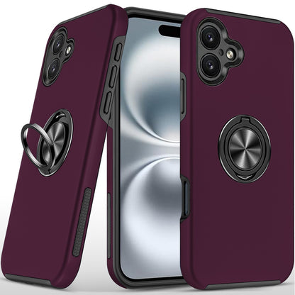 Phone Case for Apple iPhone 16 Invisible Ring Stand Shockproof Anti Slip Durable Grip Protective Hybrid Fit Magnetic Car Mount Holder Cover Purple