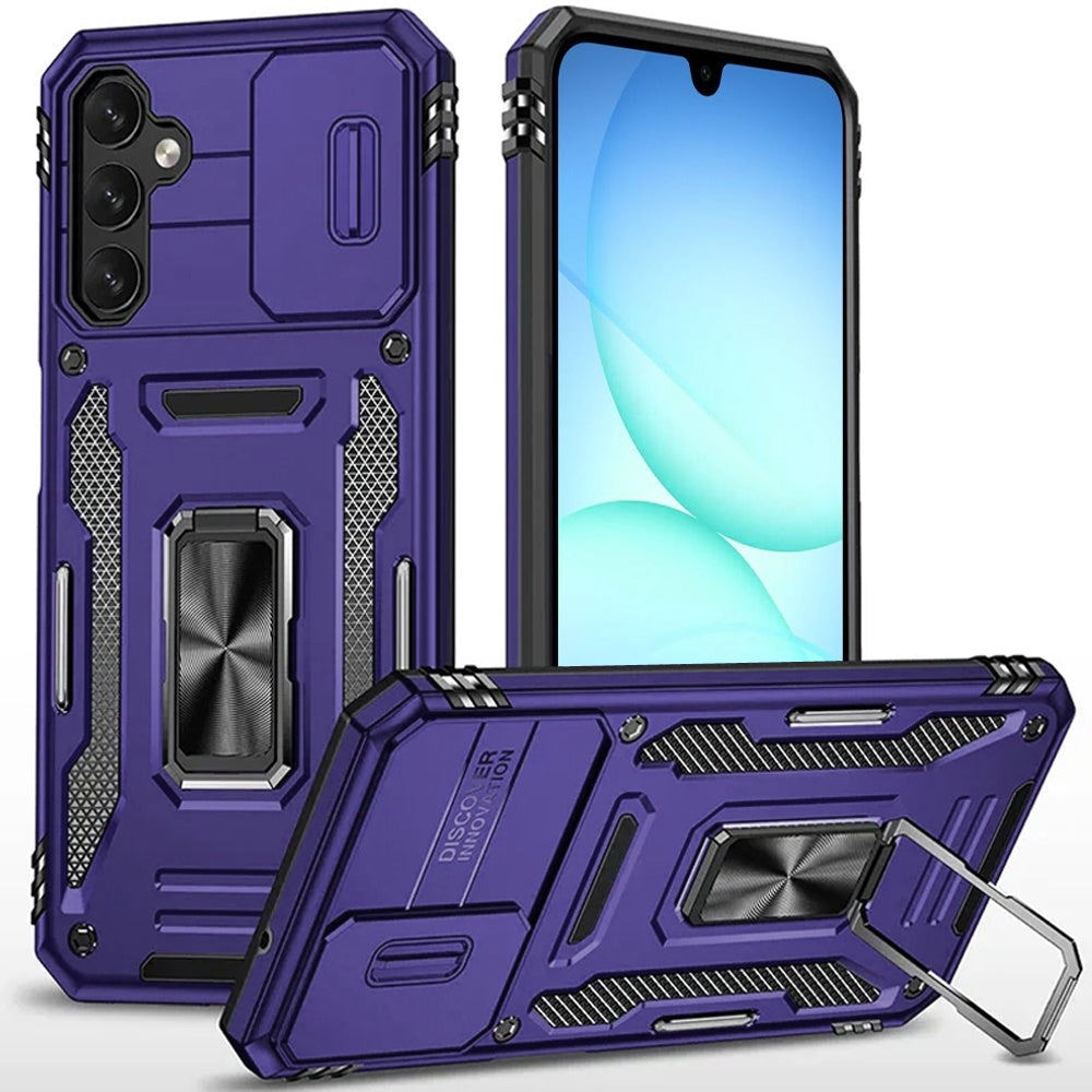 For Samsung Galaxy S25 Fan Edition /Galaxy S25 FE Tough Hybrid Case with Movable Camera Window & Metal Ring Stand Shockproof Case Cover