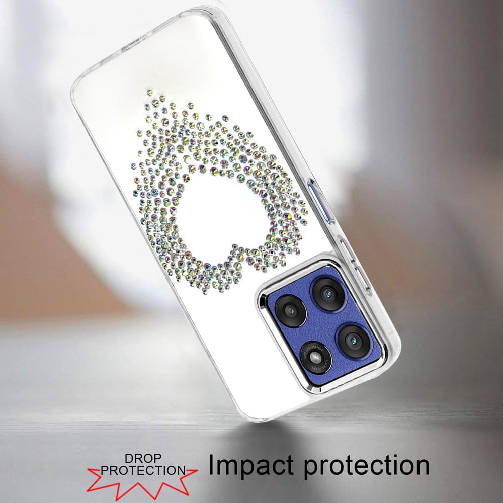 For Motorola Moto G Stylus 5G 2026 /2025 Angel Hearts Bling Glitter Diamond Hybrid TPU Cover, Colorful Frame Shockproof Protective Back Case Cover