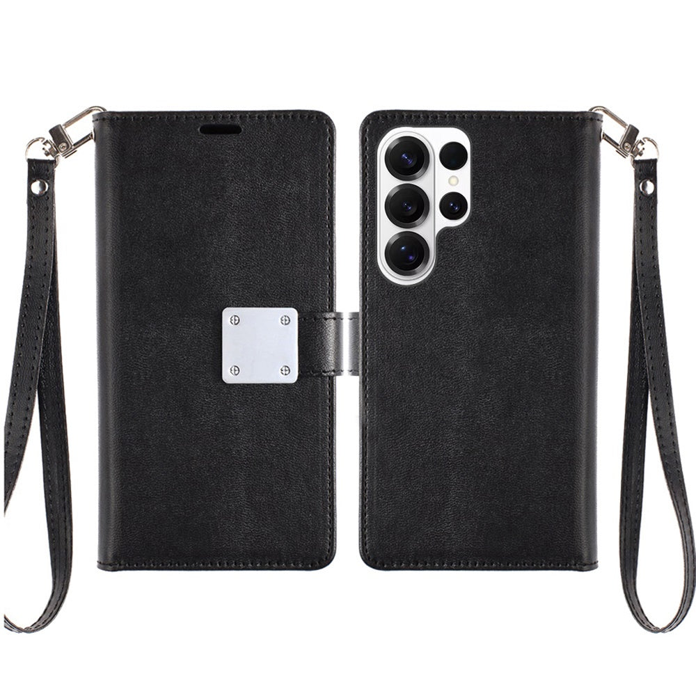 For Samsung Galaxy S26 Ultra Wallet Cases PU Leather with Credit Card /ID /Cash Holder Slot Dual Flip Book Pouch, Stand and Strap Case Cover