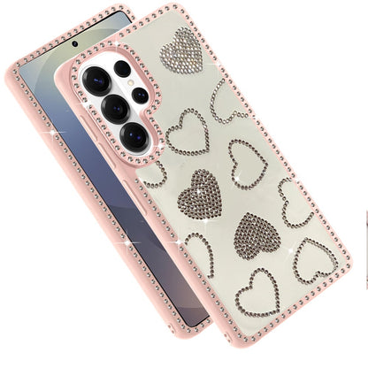 For Samsung Galaxy S26 Ultra Spread Love Glitter Shimmer Diamond Edge Hybrid Drop Protection Shockproof Design Compatible Case Cover